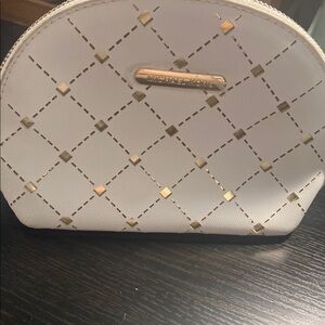 Michael Kors White and Gold Quilted Cosmetic Bag